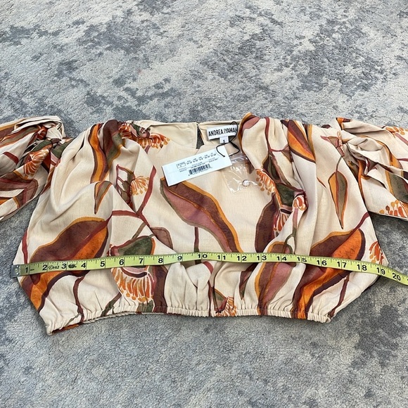 NWT Andrea Iyamah Halima Crop Top Resort Wear Cover Up Eucalyptus Leaves Sz S - Picture 12 of 15